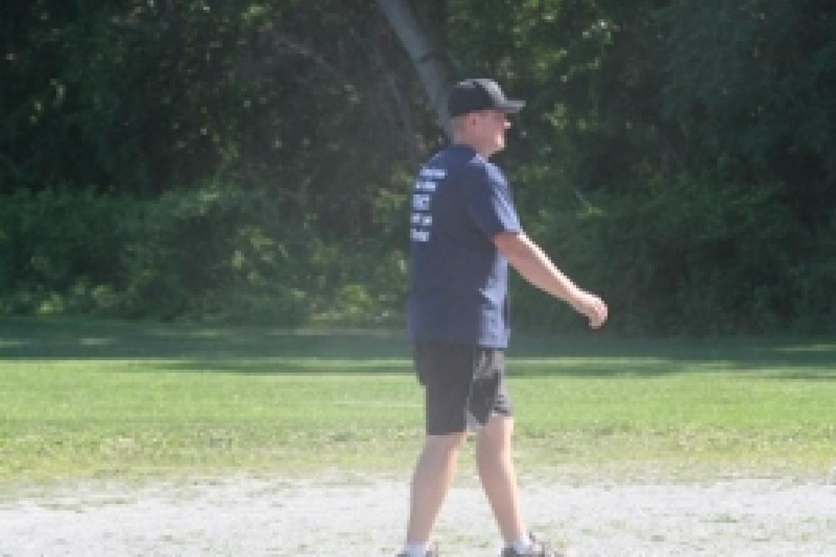 Police Department in the outfield